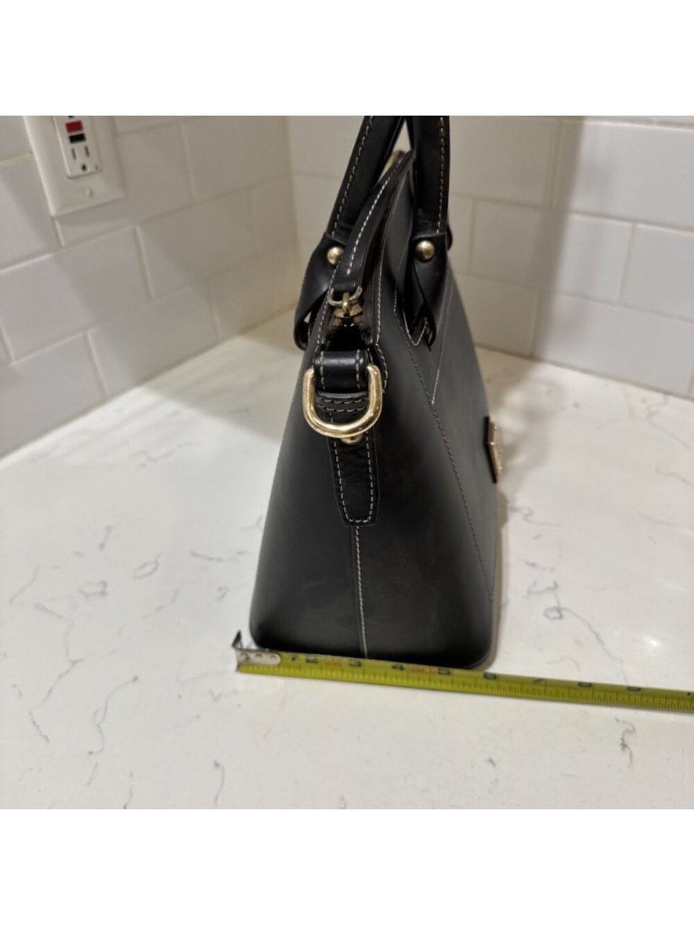 As Is Dooney and Bourke Black Leather Satchel Bag Tote - Picture 11 of 16